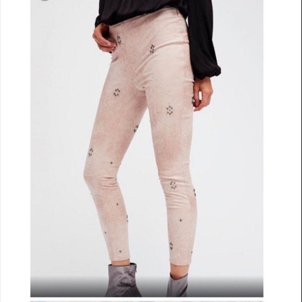 Free People Pants Faux Suede Studded Size 26 NEW